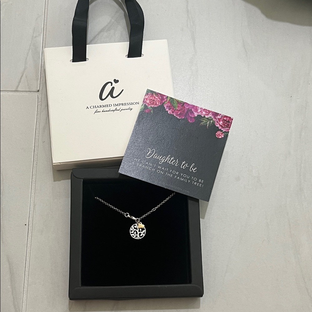 Bracelet gold heart, silver tree